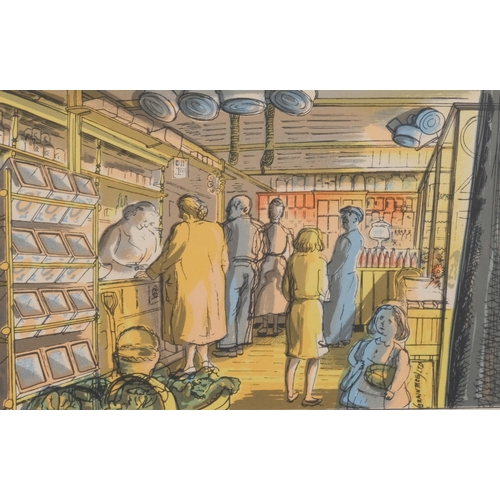 363 - Edward Bawden (1903 - 1989), a village store/the baker, colour lithograph, published by the Curwen P... 