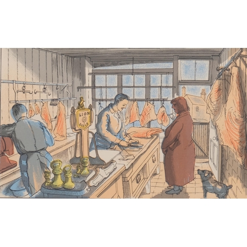 364 - Edward Bawden (1903 - 1989), the butcher/the tailor, colour lithograph, published by the Curwen Pres... 