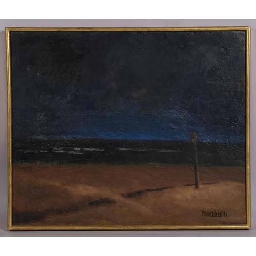 374 - Maurice Debaille (1898 - 1987), surrealist landscape, oil on canvas, signed, 37cm x 45cm, framed