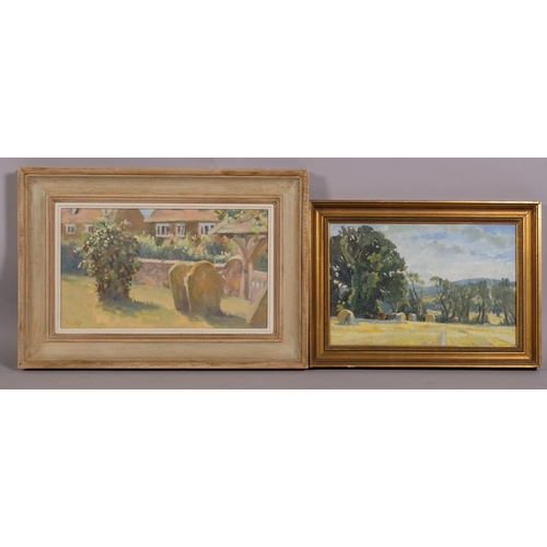 377 - * WITHDRAWN * Sarah Nutley, farm near Cognac 2003, oil on canvas, 22cm x 31xm, framed, together with... 