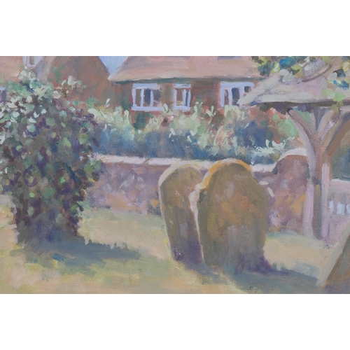 377 - * WITHDRAWN * Sarah Nutley, farm near Cognac 2003, oil on canvas, 22cm x 31xm, framed, together with... 