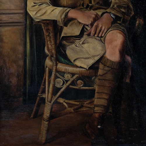 379 - Military portrait, early 20th century, oil on canvas, unsigned, 70cm x 49cm, framed