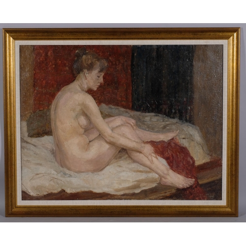 391 - Alastair Flattely (1922 - 2009), nude life study, oil on canvas, signed, 70cm x 90cm, framed