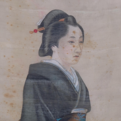 393 - Chinese School, 4 full-length portraits, watercolour on silk, circa 1900, image 84cm x 29cm, framed