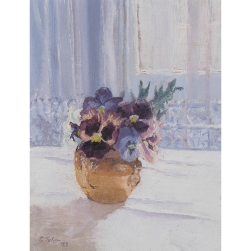 397 - C Tyler, still life spring flowers, oil on board, signed and dated '88, 23cm x 18cm, framed