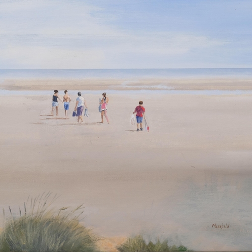 398 - Eric Masefield, beach scene, oil on board, signed, 40cm x 50cm, framed, together with an impressioni... 