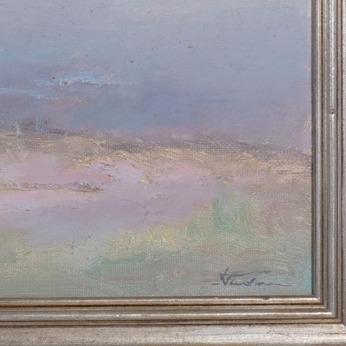 398 - Eric Masefield, beach scene, oil on board, signed, 40cm x 50cm, framed, together with an impressioni... 