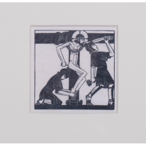 403 - Eric Gill (1882-1940), woodcut on Japan paper, Jesus is nailed to the Cross, from Stations of the Cr... 