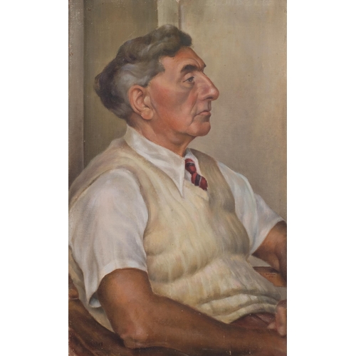 410 - Mid-20th century portrait of a man, oil on canvas, signed with monogram JB 1948, 51cm x 31cm, unfram... 