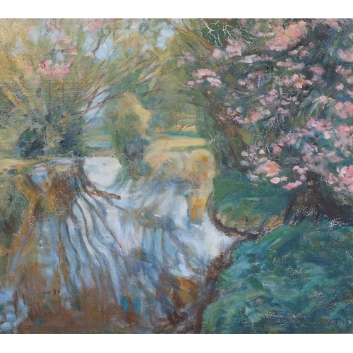 417 - Alan Witney, spring on the Chess, Rickmansworth, oil on canvas, signed, 40cm x 45cm, framed