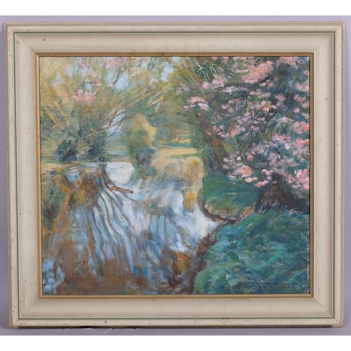 417 - Alan Witney, spring on the Chess, Rickmansworth, oil on canvas, signed, 40cm x 45cm, framed