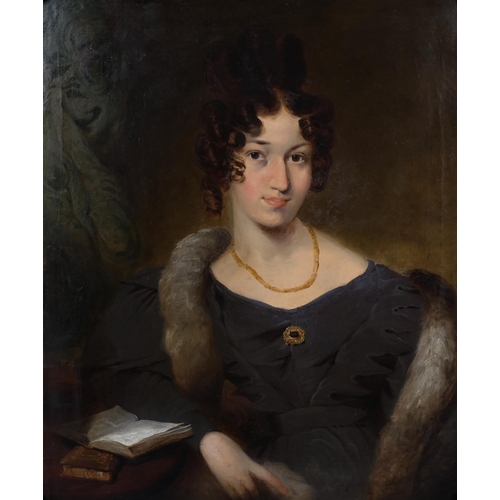 421 - Mid-19th century portrait of Elizabeth, wife of William Walter of Rainham Kent, oil on canvas, unsig... 