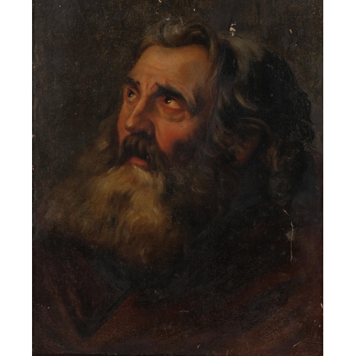 422 - 18th/19th century Classical portrait of a man, oil on canvas, unsigned, 40cm x 32cm, unframed