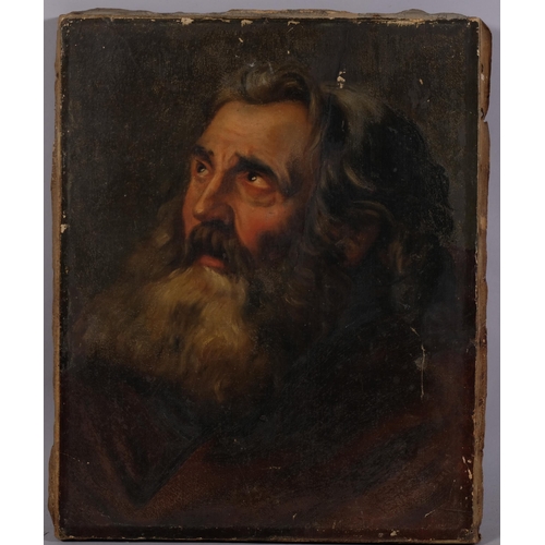 422 - 18th/19th century Classical portrait of a man, oil on canvas, unsigned, 40cm x 32cm, unframed