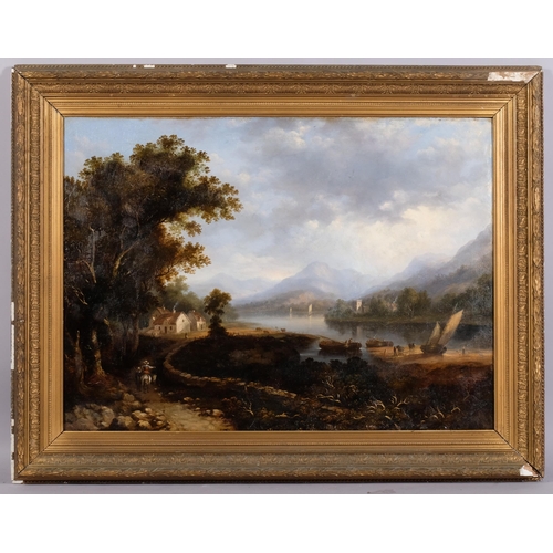 428 - Early 19th century English School, extensive river landscape, possibly circle of Nasmyth, oil on can... 