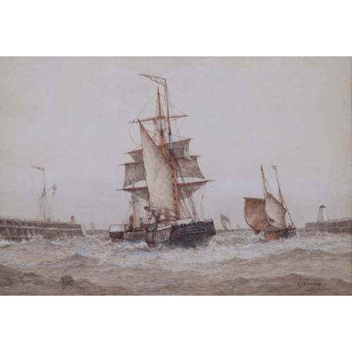 432 - Frederick James Aldridge (1850 - 1933), leaving Shoreham, watercolour, signed, 35cm x 53cm, framed