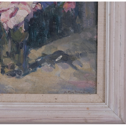 437 - D May Brown, impressionist still life, oil on board, signed, 27cm x 30cm, framed