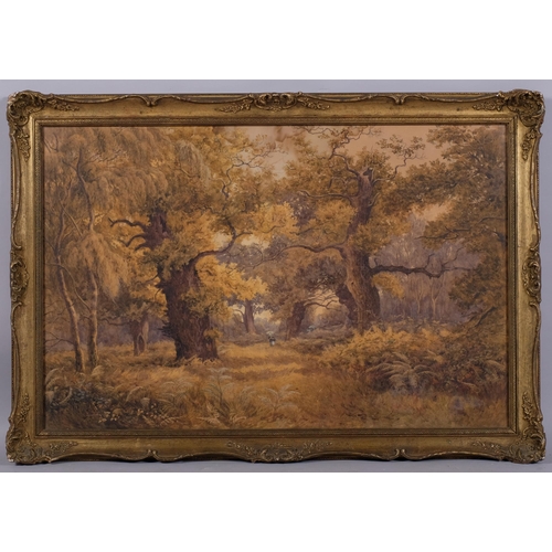 446 - J Carlisle, Old Sherwood Forest, watercolour, signed and dated 1876, artist's label verso, 51cm x 80... 