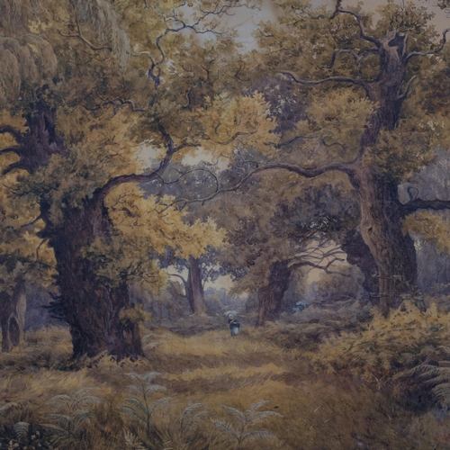 446 - J Carlisle, Old Sherwood Forest, watercolour, signed and dated 1876, artist's label verso, 51cm x 80... 