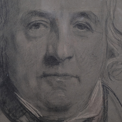 449 - 19th century portrait of a gentleman, charcoal/chalk on paper, unsigned, 56cm x 45cm, framed