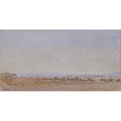 450 - Moon, 19th/20th century extensive landscape, watercolour, signed, 18cm x 34cm, framed