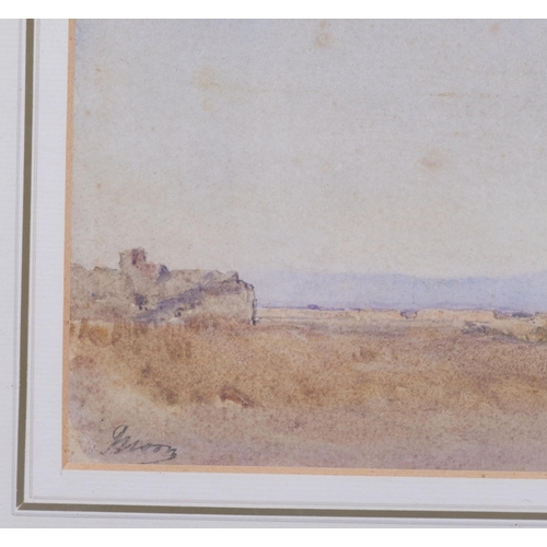 450 - Moon, 19th/20th century extensive landscape, watercolour, signed, 18cm x 34cm, framed