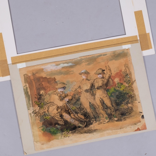 454 - William Dargie (Australian, 1912 - 2003), Second World War Period study of 3 soldiers, ink/watercolo... 