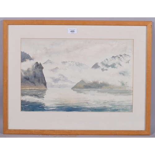 455 - Anthony Hill, Bjordal, Norway, watercolour, signed and dated 1983, 30cm x 46cm, framed