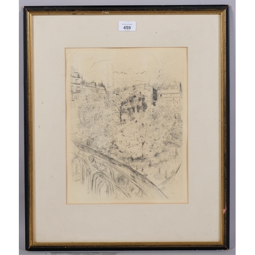 459 - E Vuillard, Le Square Vintimille, etching, signed in the plate, plate size 33cm x 25cm, framed