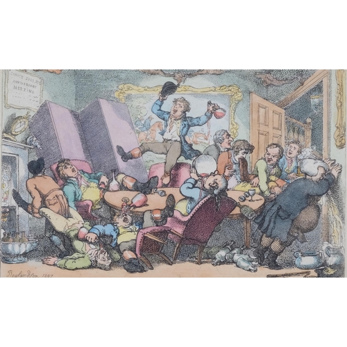 462 - Thomas Rowlandson, miseries of the country, hand coloured etching, 1807, plate 13cm x 19cm, mounted