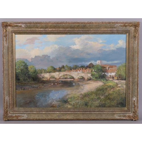 465 - Clive Madgwick, Aylesford river scene, oil on canvas, signed, 51cm x 76cm, framed