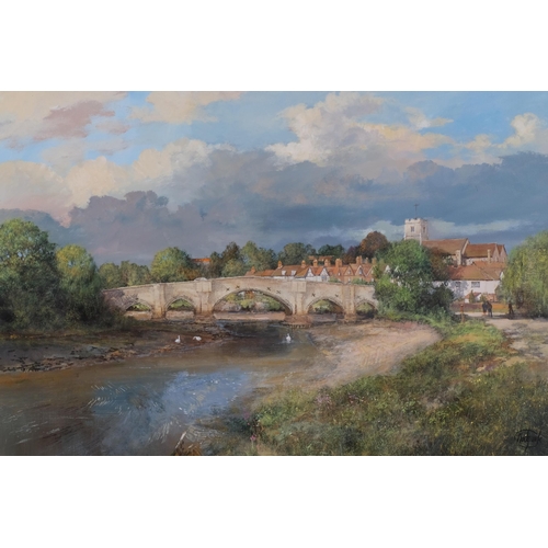 465 - Clive Madgwick, Aylesford river scene, oil on canvas, signed, 51cm x 76cm, framed