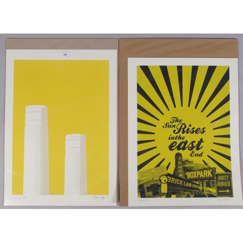 485 - Jayson Lilley, chimneys, no. 5/49, and the sun rises in the East End, no. 1/10, 2 screenprints, both... 