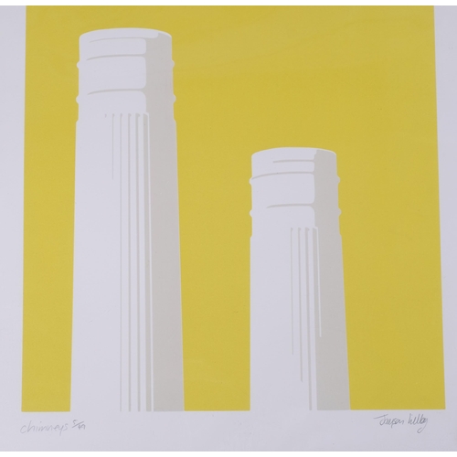 485 - Jayson Lilley, chimneys, no. 5/49, and the sun rises in the East End, no. 1/10, 2 screenprints, both... 