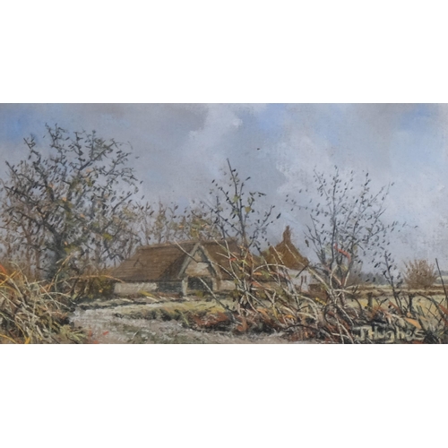 486 - John Hughes, 3 Kent scenes, coloured pastels, all signed, largest 20cm x 15cm, framed (3)