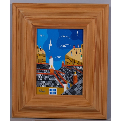 501 - Brian Pollard, Mousehole Cornwall 1997, acrylic on board, signed, 16cm x 12cm, framed