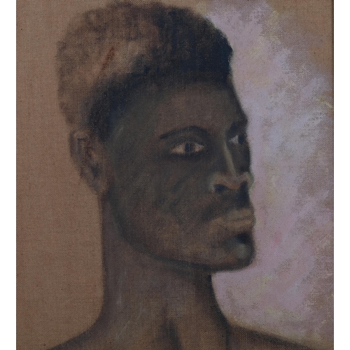 503 - Head portrait of a man, 20th century oil on canvas laid on board, unsigned, 40cm x 28cm, framed