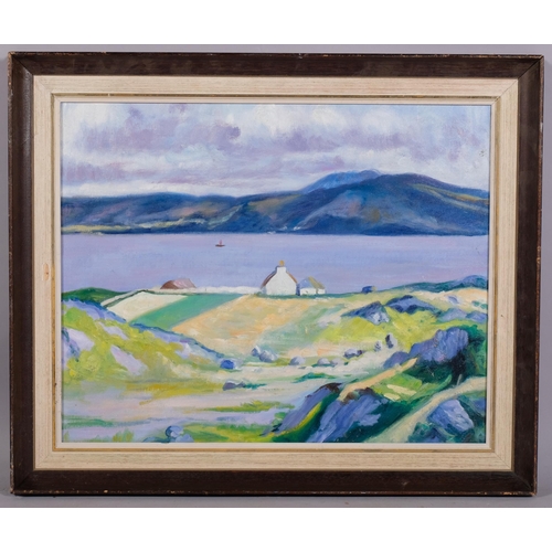 509 - Contemporary coastal scene on Iona, oil on board, unsigned, 40cm x 50cm, framed