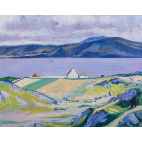 509 - Contemporary coastal scene on Iona, oil on board, unsigned, 40cm x 50cm, framed