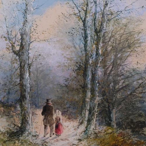 512 - Thomas Dingle Junior (1844-1919), oil on board, A Winter Walk, 43cm x 33cm, signed, mounted, glazed ... 