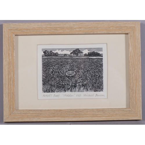 520 - Michael Renton (1934-2001), signed wood engraving on paper, Walden VIII , 5.5cm x 7.8cm., signed and... 