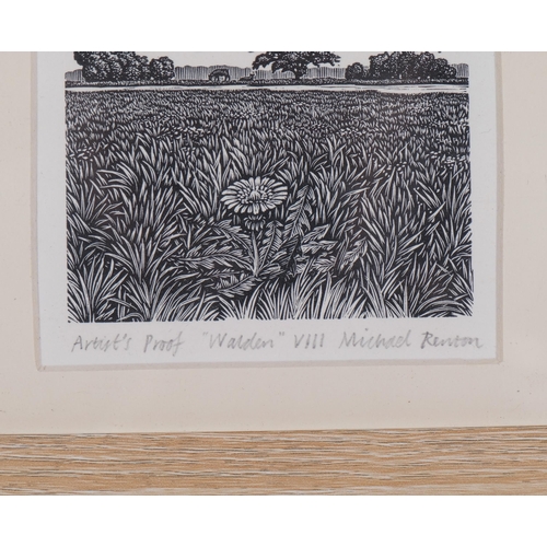 520 - Michael Renton (1934-2001), signed wood engraving on paper, Walden VIII , 5.5cm x 7.8cm., signed and... 