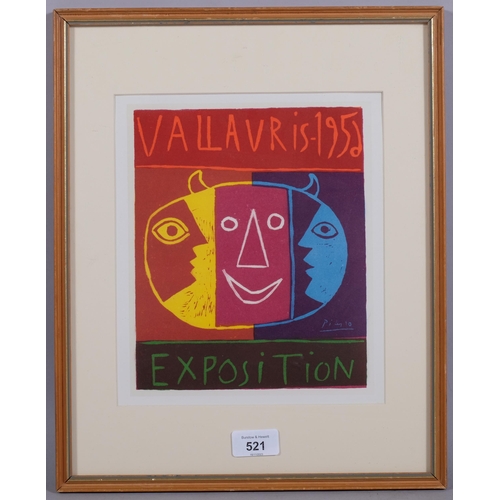 521 - Pablo Picasso (1881-1973), lithograph in colours on paper, Exposition Vallauris 1956, signed in the ... 