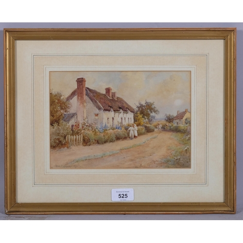 525 - Joshua Fisher (1859-1930), watercolour on paper, Country Cottages, signed, 16.5cm x 24cm, mounted, g... 