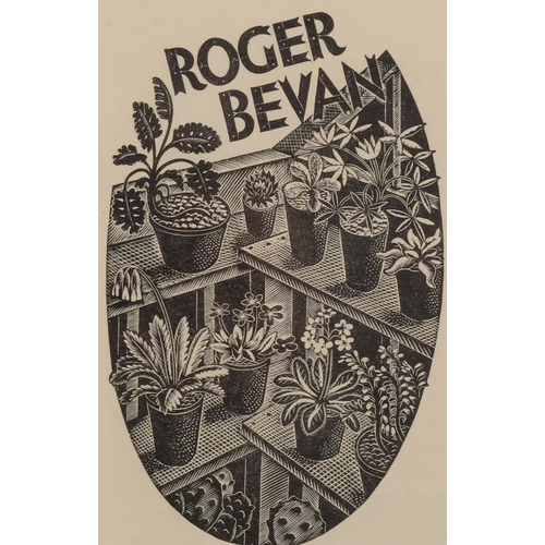 526 - Eric Ravilious (1903-1942), wood engraving on paper, Bookplate for Roger Bevan, 10.3cm x 6.5cm, moun... 