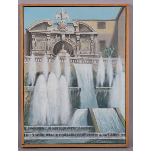 529 - Richard Wyndham Finch (1926-2011), oil on canvas, Neptune Fountain at Villa D’Este in Tivoli, signed... 