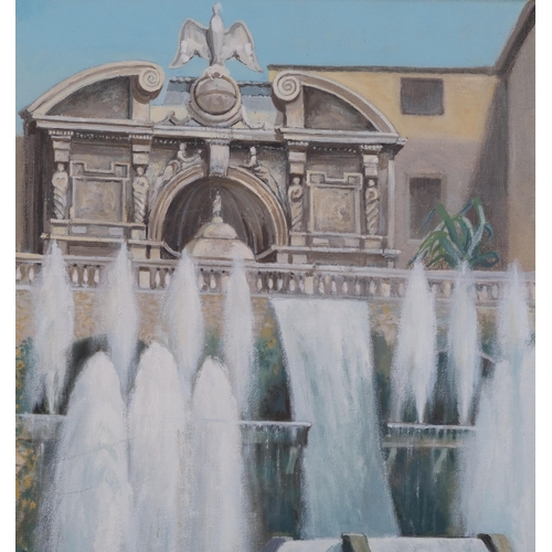 529 - Richard Wyndham Finch (1926-2011), oil on canvas, Neptune Fountain at Villa D’Este in Tivoli, signed... 