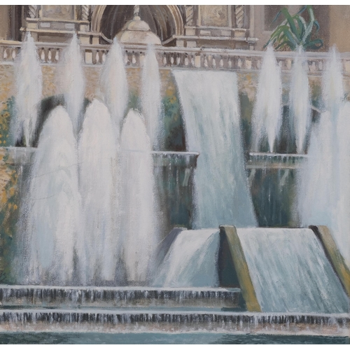 529 - Richard Wyndham Finch (1926-2011), oil on canvas, Neptune Fountain at Villa D’Este in Tivoli, signed... 