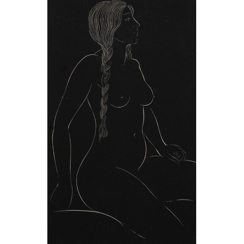 531 - Eric Gill (1882-1940), wood engraving on paper, Betty, the Artist’s Daughter (from 25 Nudes), 23cm x... 