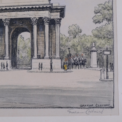 535 - Graham Barry Clilverd (1883-1959), engraving on paper, Hyde Park Corner, The Wellington Arch, signed... 